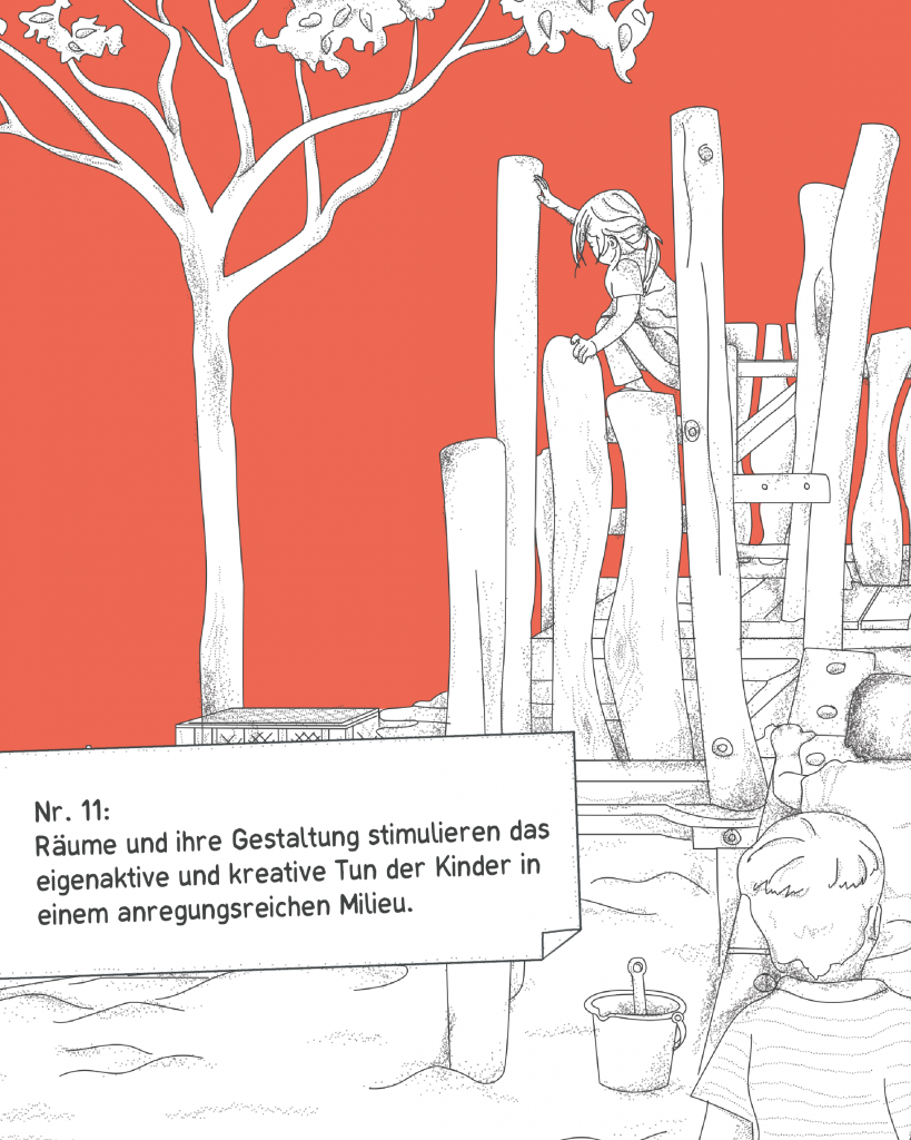 Nr. 11: Räume und ihre Gestaltung stimulieren das eigenaktive und kreative Tun der Kinder in einem anregungsreichen Milieu.